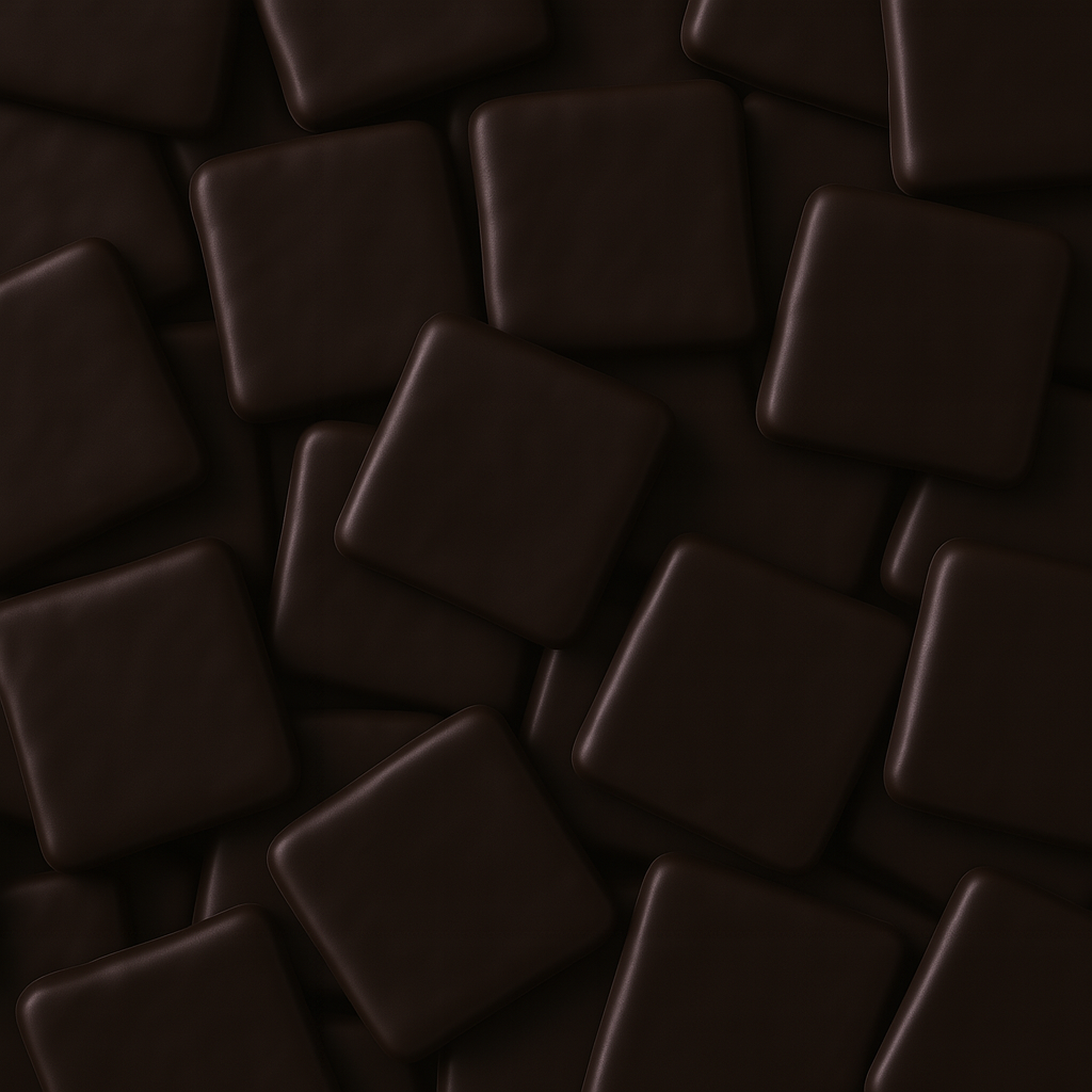 Flat lay of dark chocolate-covered graham crackers from Get Fresh Chocolates, stacked in a rich, overlapping pattern—highlighting the smooth finish and handcrafted quality, perfect for fundraising gifts and chocolate lovers.